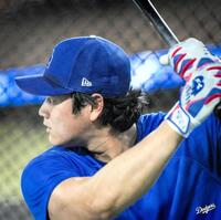 屋外フリー打撃を行う大谷（ロサンゼルス・ドジャース提供）