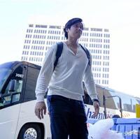 球場入りする大谷（ロサンゼルス・ドジャース提供）