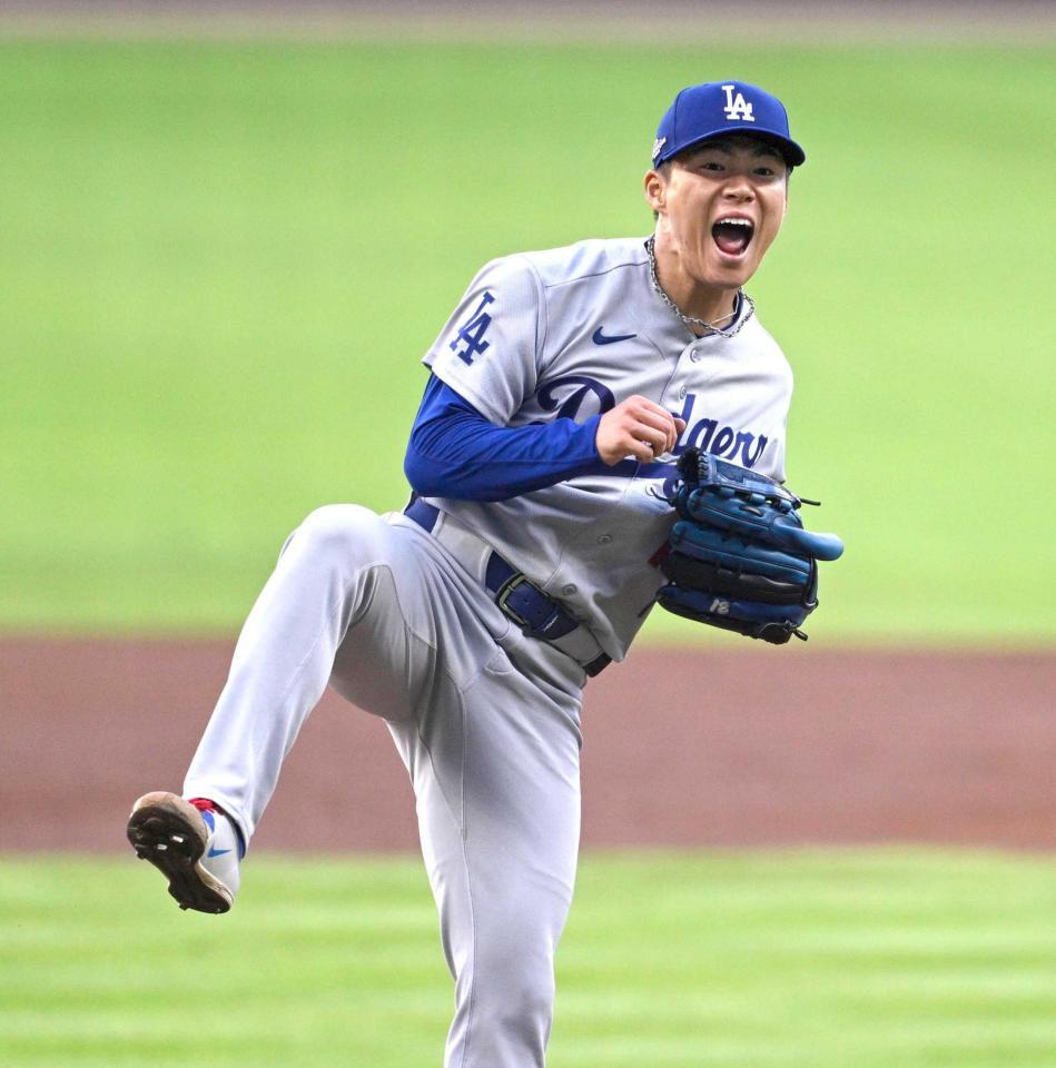 　７回１失点の好投で勝利投手となった山本（共同）