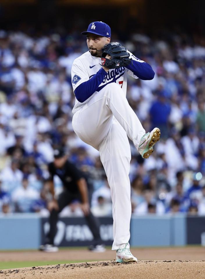 　ブルワーズ戦に先発したドジャースのスネル＝ロサンゼルス（共同）