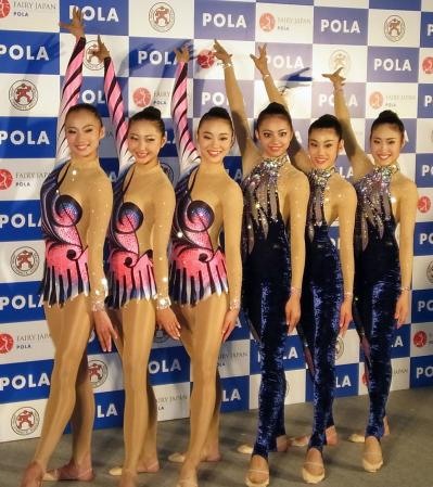 　代表メンバーが決定した新体操フェアリージャパンＰＯＬＡの右から田中、松原、サイード横田、深瀬、畠山、三浦