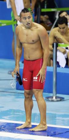 　男子50メートル自由形予選　レースを終え、引き揚げる塩浦慎理＝リオデジャネイロ（共同）