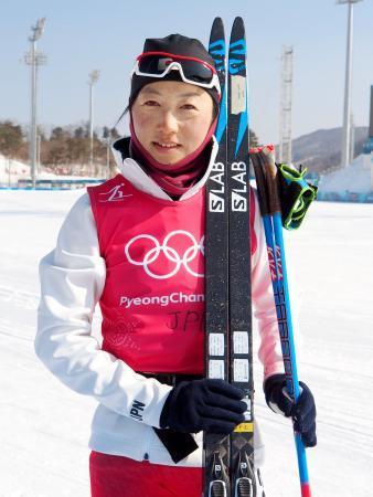 　本番会場で取材に応じるノルディックスキー距離女子の石田正子＝平昌（共同）