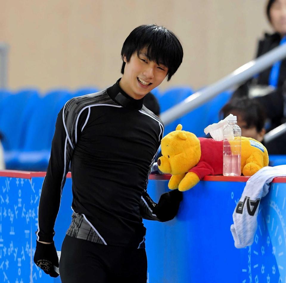 　練習に「プーさん」のティッシュボックスを持参した羽生結弦