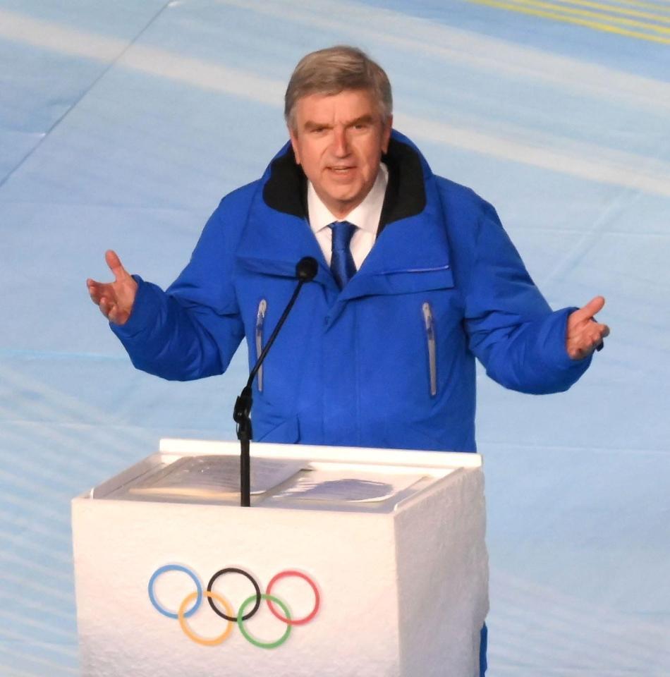 　あいさつをするＩＯＣバッハ会長（撮影・堀内翔）