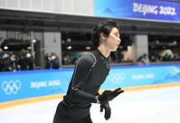 　調整を行った羽生結弦（撮影・堀内翔）