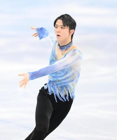 　ＳＰの羽生結弦の演技（撮影・堀内翔）