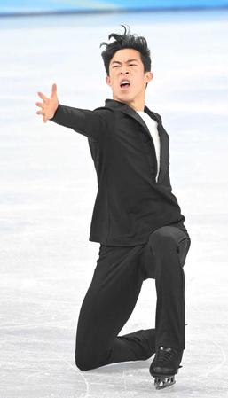 　歴代世界最高得点でＳＰ首位に立ったネーサン・チェン（撮影・高部洋祐）