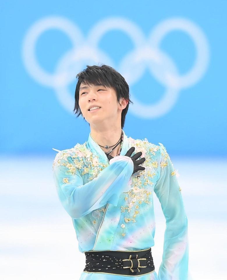 　フリー演技を終えて笑顔を見せる羽生結弦（撮影・堀内翔）