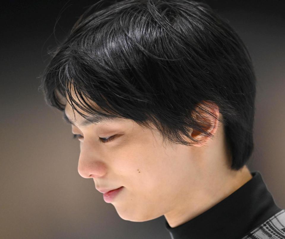 穏やかな表情を見せる羽生結弦（撮影・堀内翔）