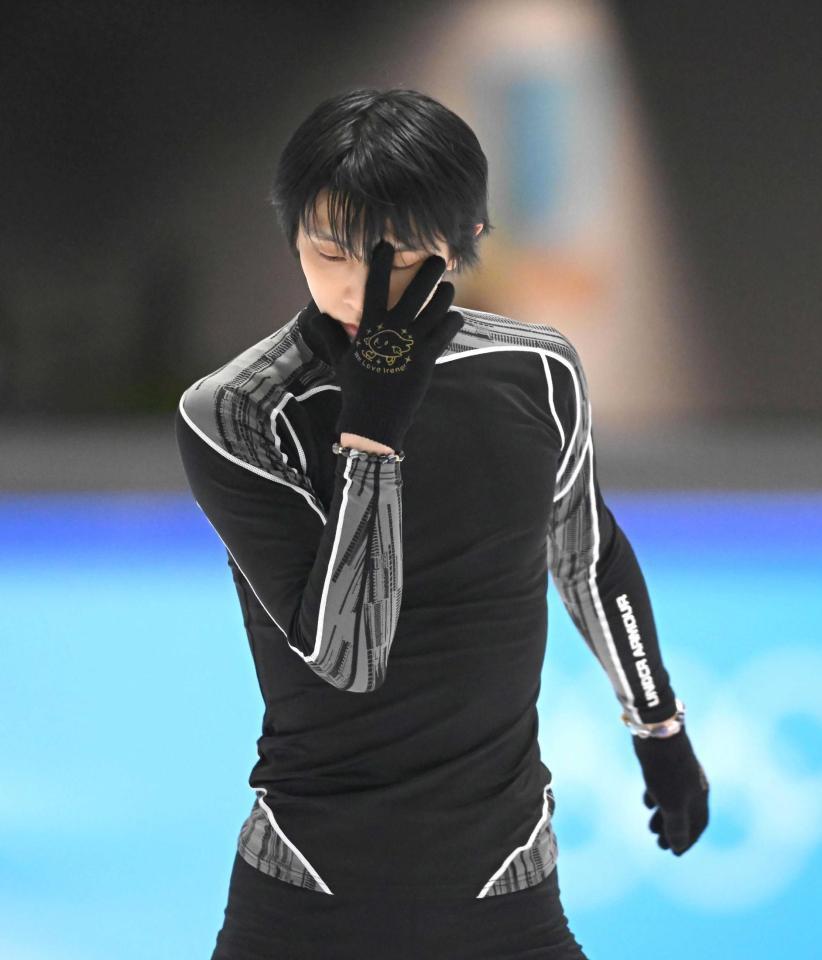 　公式練習で「オペラ座の怪人」披露する羽生結弦（撮影・堀内翔）