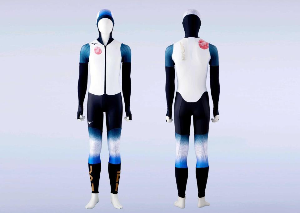 　ミラノ・コルティナ冬季五輪でスピードスケート日本代表が着用するレーシングスーツ（ミズノ提供）