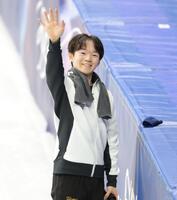 練習を終え、笑顔を見せる鍵山優真（撮影・吉澤敬太）