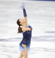 会心の演技に笑むがこぼれる坂本花織（撮影・吉澤敬太）