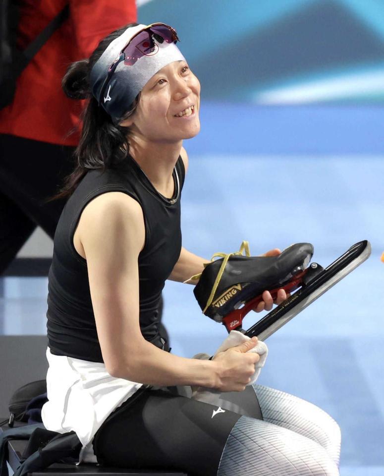 　練習後、明るい表情を見せる高木美帆（撮影・吉澤敬太）