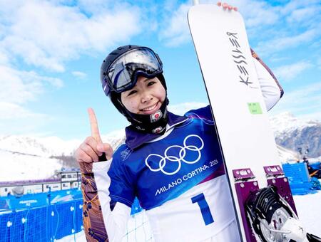 　練習後、撮影に応じる三木つばき（共同）