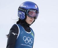 練習中、真っ直ぐ前を見つめる高梨沙羅（撮影・吉澤敬太）