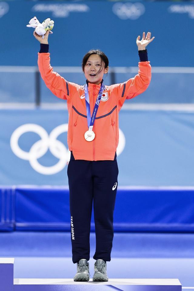 女子１０００メートルで３大会連続のメダルとなる「銅」を獲得した高木美帆（提供・共同通信社）