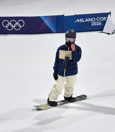 本番会場のテスト滑走に参加した平野歩夢＝リビーニョ（共同）
