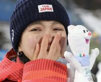 銅メダルを獲得し、涙する高梨沙羅（撮影・吉澤敬太）