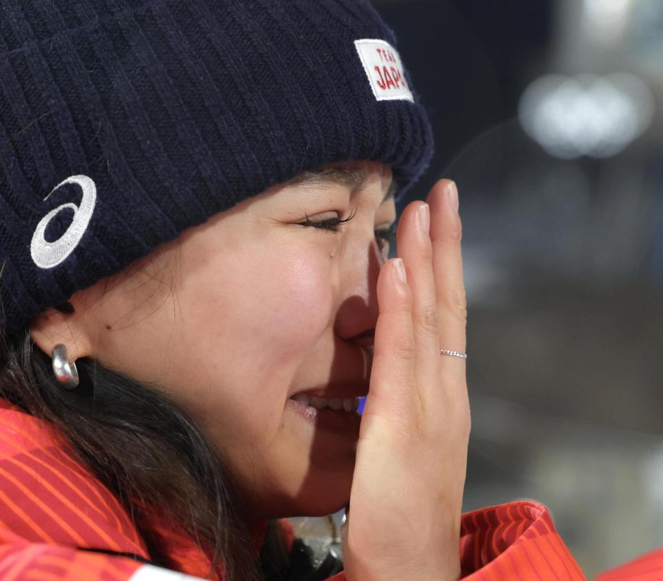 銅メダルを獲得し、涙する高梨沙羅（撮影・吉澤敬太）