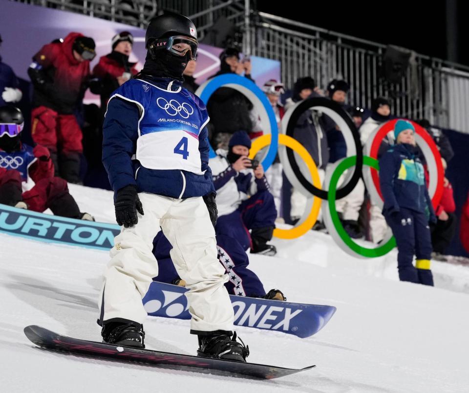 男子ハーフパイプの公式練習に臨む平野歩夢＝リビーニョ（共同）