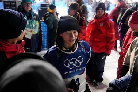 男子ハーフパイプ予選を終えた平野歩夢（共同）