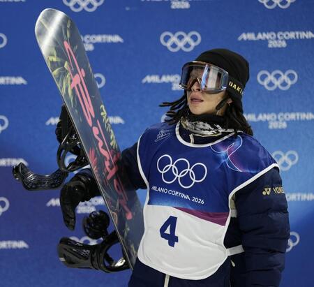 　男子ハーフパイプ決勝２回目を終えた平野歩夢＝リビーニョ（共同）