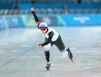 女子５００メートル　滑走する高木美帆。銅メダルを獲得した
