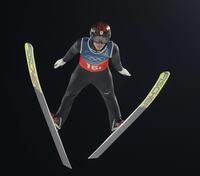 飛躍する二階堂蓮＝プレダッツォ・ジャンプ競技場（撮影・吉澤敬太）