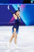 女子ＳＰで演技する坂本花織（共同）