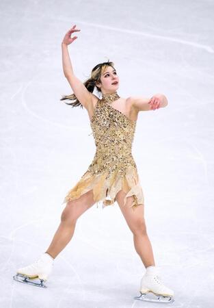 女子フリー　演技するアリサ・リュウ＝ミラノ（共同）