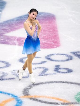 女子フリーの演技を終えた中井亜美＝ミラノ（共同）