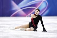 女子フリーの演技を終えた李海仁＝ミラノ（共同）