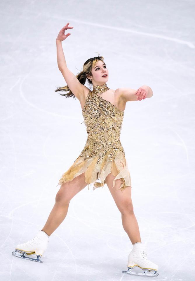 女子フリー　演技するアリサ・リュウ＝ミラノ（共同）