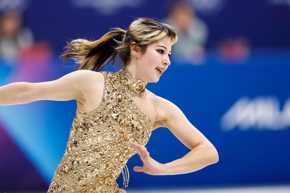 女子フリー　演技するアリサ・リュウ＝ミラノ（共同）