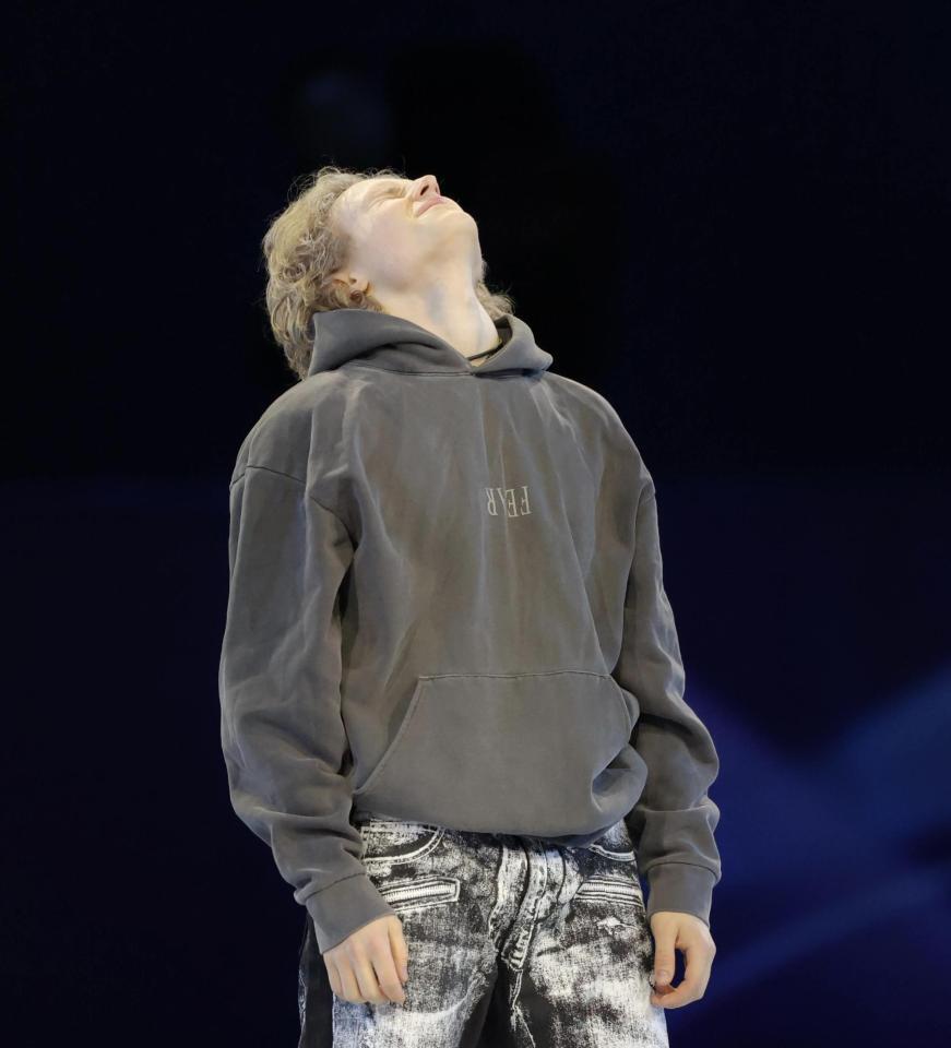 演技を終え、感極まった表情の米国のイニア・マリニン（撮影・吉澤敬太）