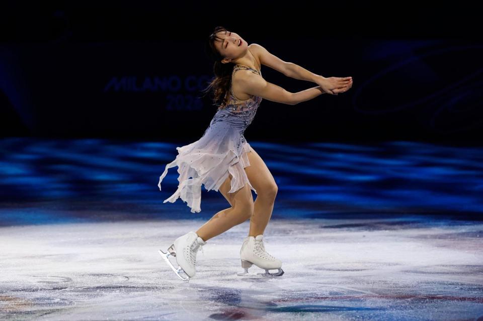 エキシビションで演技する坂本花織＝ミラノ（共同）