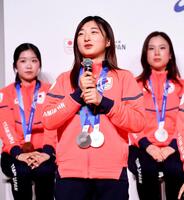 胸を張って大会を振り返る坂本花織（撮影・佐藤厚）