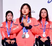 胸を張って大会を振り返る坂本花織（撮影・佐藤厚）