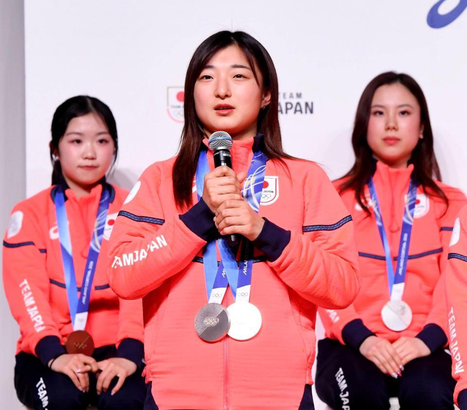 胸を張って大会を振り返る坂本花織（撮影・佐藤厚）