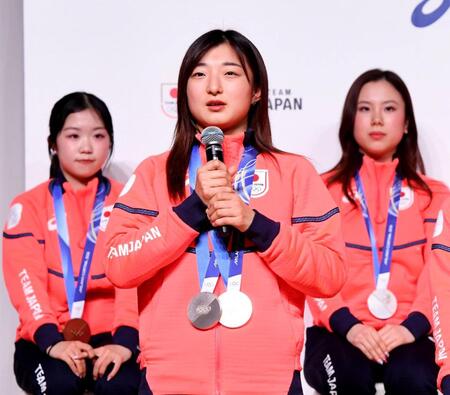胸を張って大会を振り返る坂本花織（撮影・佐藤厚）
