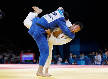 　男子81キロ級３回戦で延長戦でトルコ選手から技ありを奪い、優勢勝ちの永瀬貴規（共同）