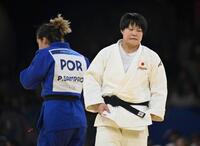 　女子78キロ級３位決定戦でポルトガル選手に敗れた高山莉加（共同）