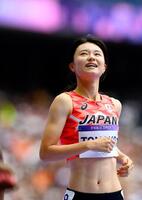 　女子１００メートル障害準決勝を終えた田中佑美。１組７着で敗退した（共同）