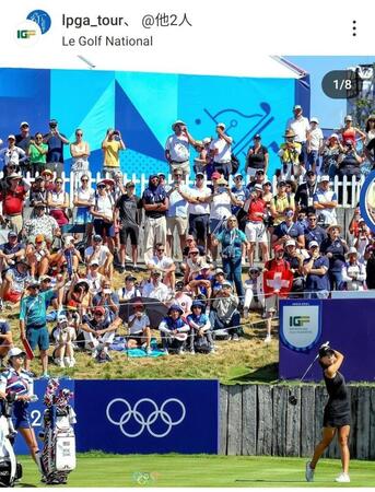 　１番、ティーショットを放つリディア・コ。ＬＰＧＡのインスタグラム（ｌｐｇａ＿ｔｏｕｒ）より
