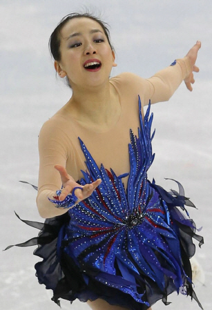 女子フリーで会心の演技を披露する浅田真央＝ソチ（撮影・飯室逸平）〓〓