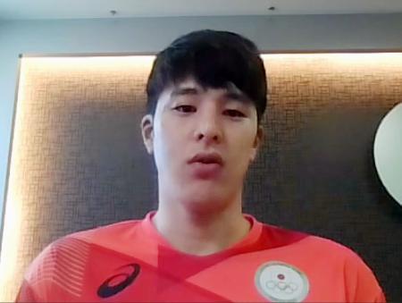 　オンラインで報道陣の取材に応じる競泳男子の瀬戸大也＝２２日