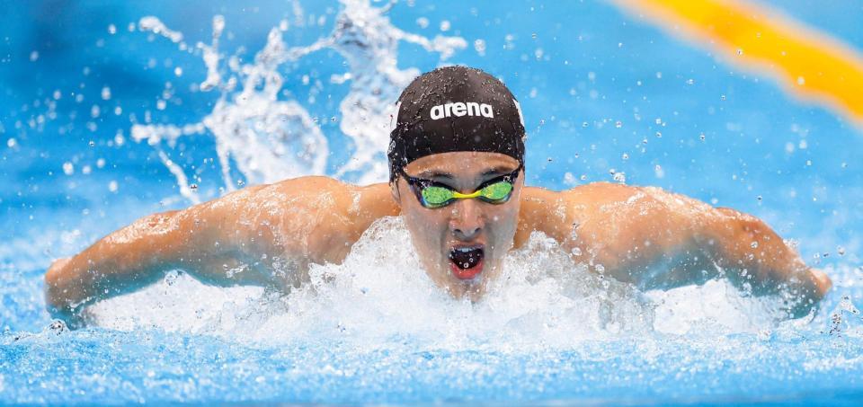 男子２００メートルバタフライ予選　力泳する瀬戸大也＝東京アクアティクスセンター