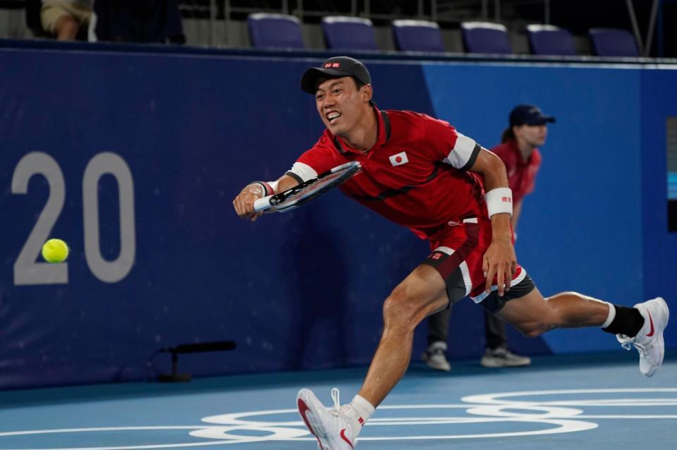 男子シングルス２回戦で勝利した錦織圭